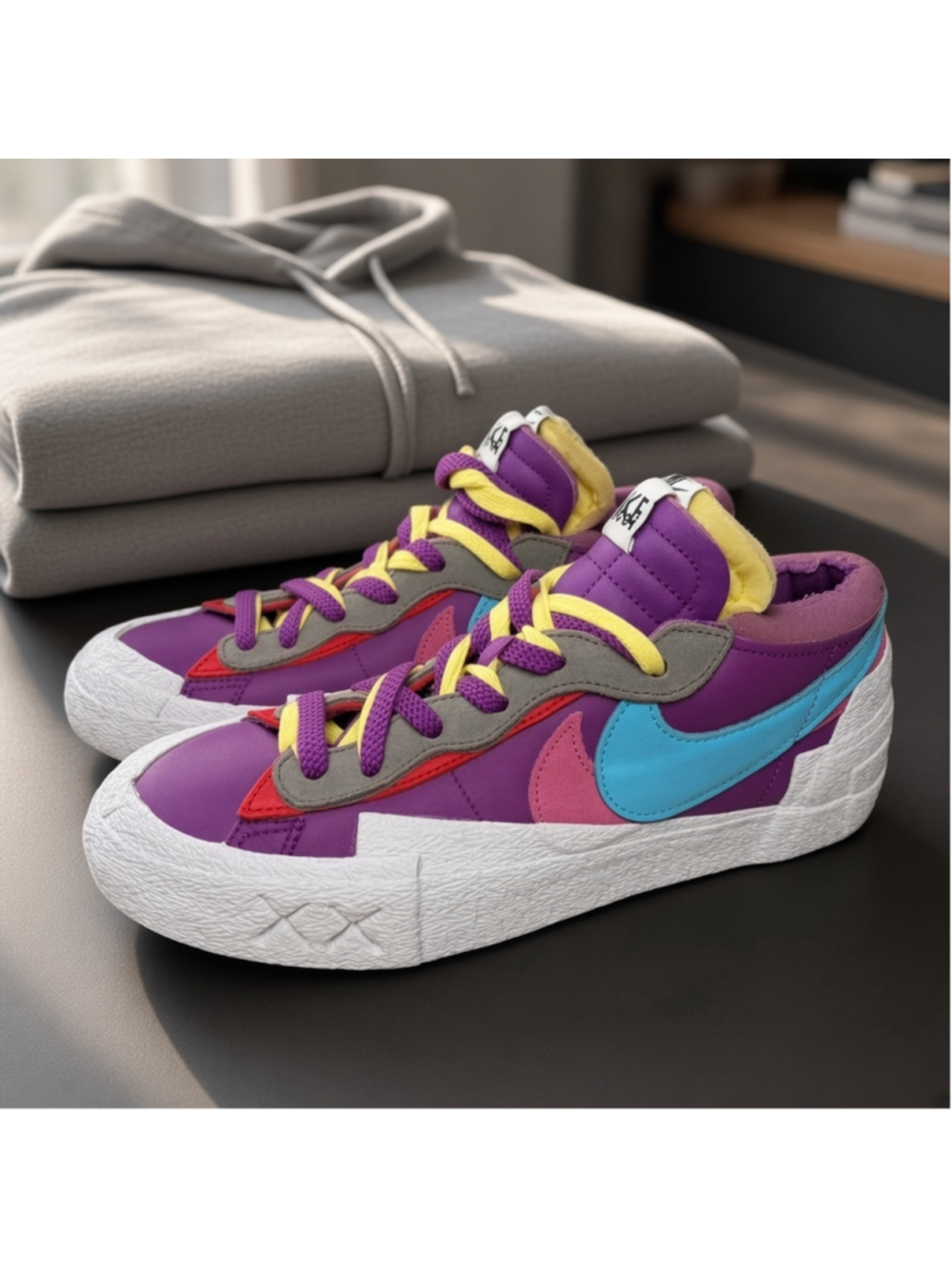 KAWS X SACAI X NIKE BLAZER LOW PURPLE DUSK SNEAKERS SIZE 8 MENS / 9.5 WOMENS